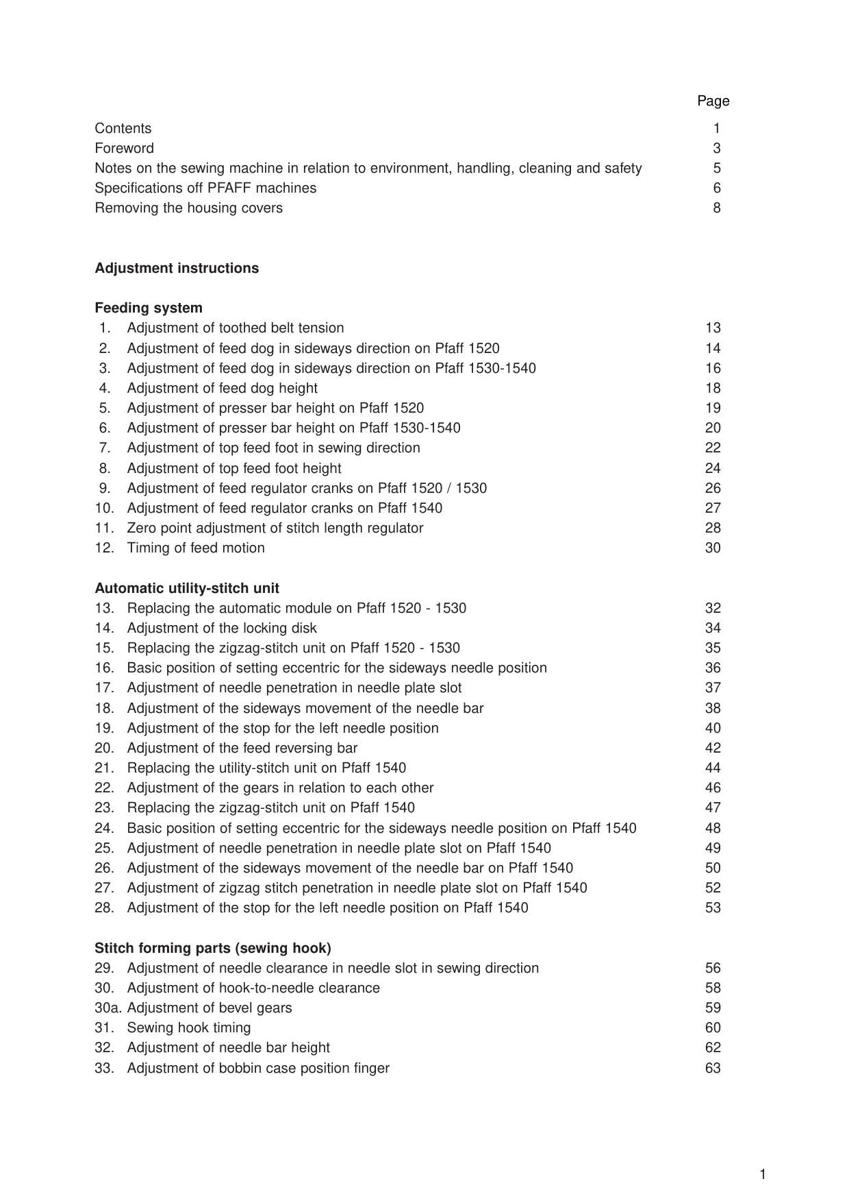 Pfaff Select 1520, 1530 & 1540 sewing machine parts list and service manual Preview image 2