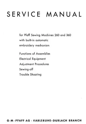 Pfaff 260/360 Sewing Machine Service Manual - Complete Guide Preview image 2