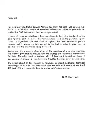 Pfaff 260/360 Sewing Machine Service Manual - Complete Guide Preview image 3
