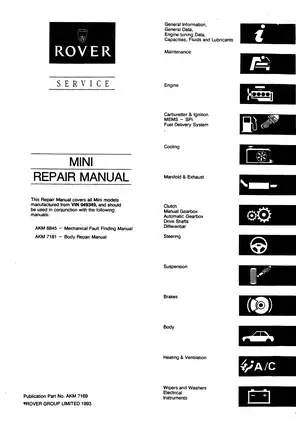 Comprehensive Mini Repair Manual (1993 Models) Preview image 2