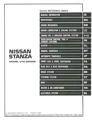 1991 Nissan Stanza Service Manual - Comprehensive Repair Guide