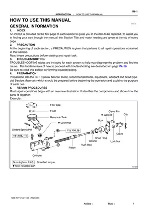 1996 Toyota T100 factory service manual Preview image 4