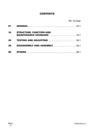 Komatsu PC200, PC200LC-7, PC220, PC220LC-7 hydraulic excavator shop manual Preview image 2