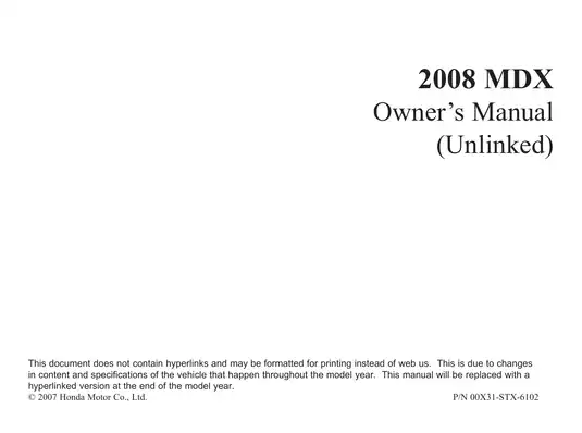 2007-2009 Acura MDX onwer´s manual