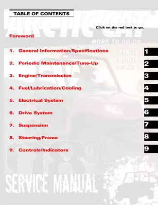 2008 Arctic Cat Prowler 650, 700, XT XTX 4x4 service manual Preview image 1