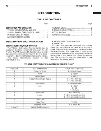 2000-2001 Jeep Wrangler service manual Preview image 2