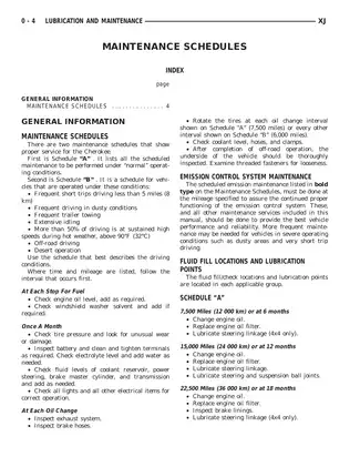 Chrysler XJ Maintenance and Lubrication Manual Preview image 4