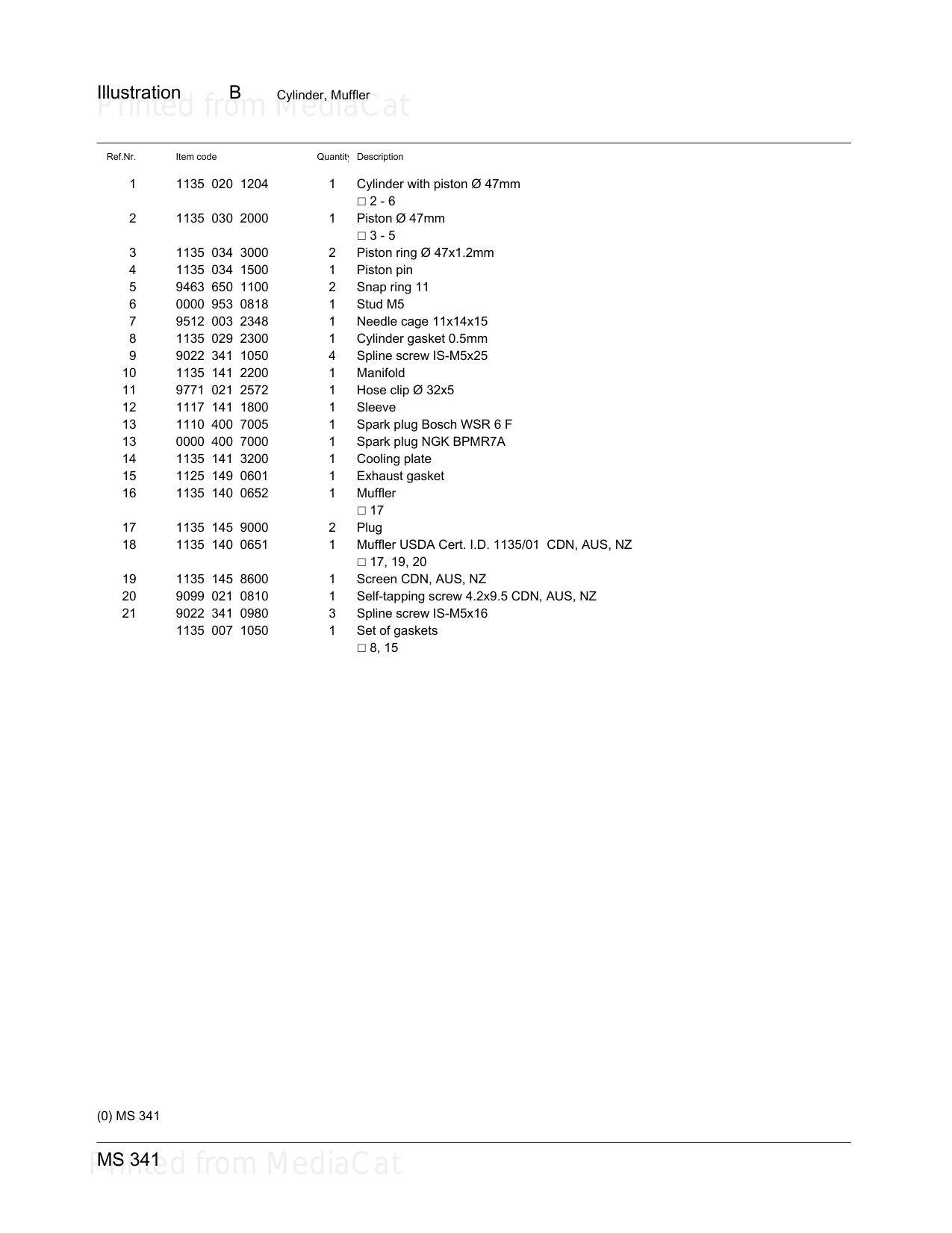Stihl MS 341, MS 361 chainsaw service manual parts list Preview image 4