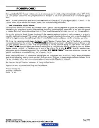2008 Arctic Cat UTV Prowler Service Manual - Maintenance, Repair and Troubleshooting Guide