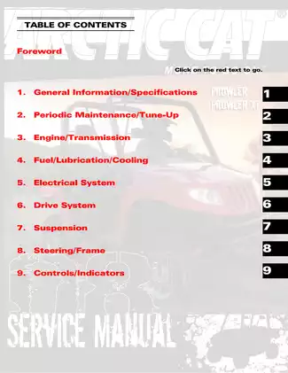 2008 Arctic Cat UTV Prowler Service Manual - Maintenance, Repair and Troubleshooting Guide Preview image 2