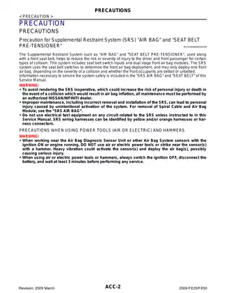 2009 Infiniti FX35, FX50 service manual Preview image 2