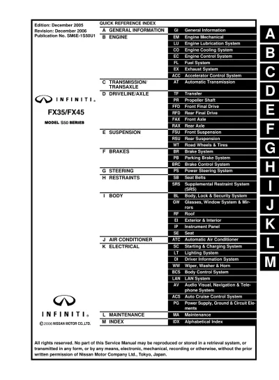 Preview: 2006 Infiniti FX35 / FX45 Service Manual (P/N SM6E-1S50U1)