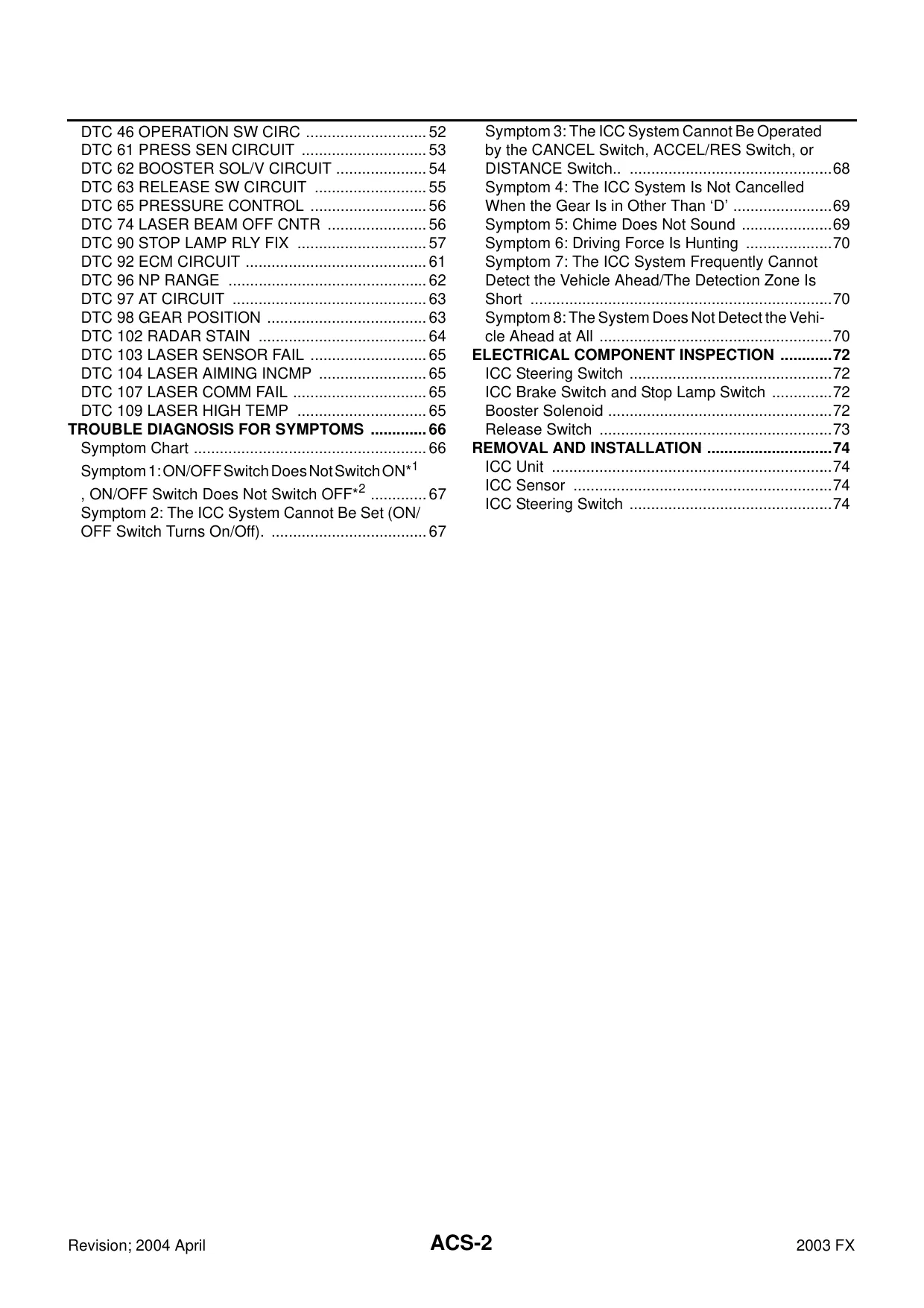 2003 Infiniti FX35, FX45 shop manual Preview image 2
