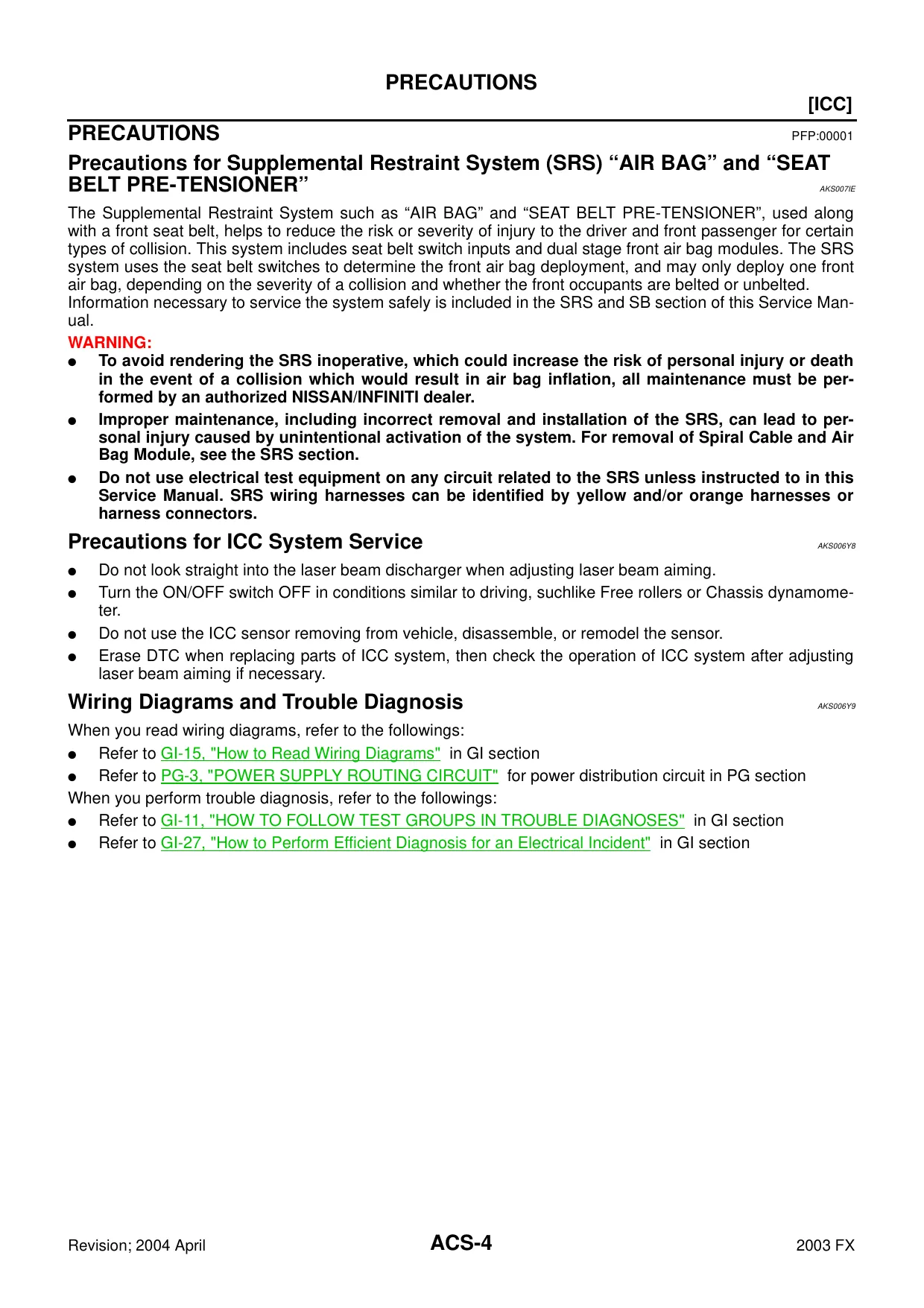 2003 Infiniti FX35, FX45 shop manual Preview image 4
