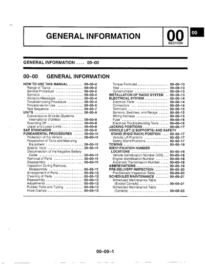 Preview: 1999 Mazda Miata MX-5 Workshop Manual (P/N 89601-42060)
