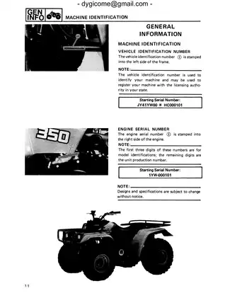1987-1990 Yamaha YFM350ER Moto-4 ATV repair manual Preview image 4