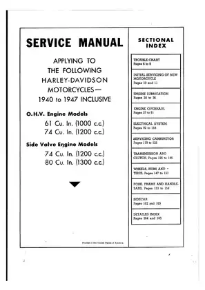 1940-1947 Harley-Davidson Knucklehead, Flathead service manual Preview image 1