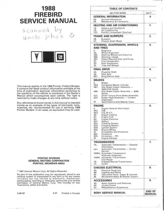 1988 Pontiac Firebird service manual Preview image 2