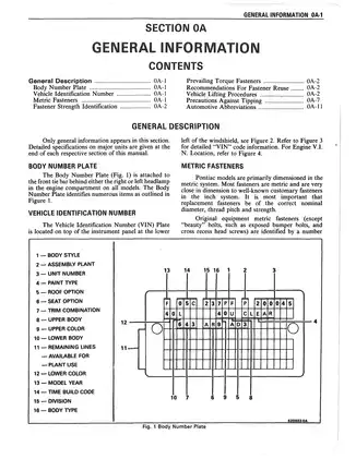 1988 Pontiac Firebird service manual Preview image 4