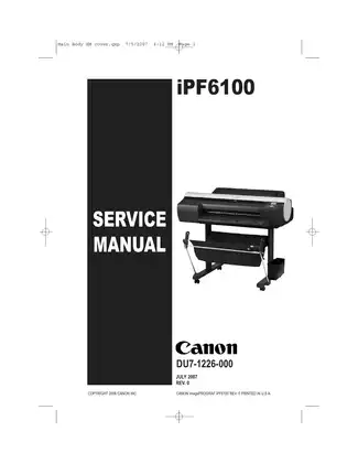 Canon imagePROGRAF iPF6100 Service Manual: Comprehensive Guide to Maintenance and Repair for Optimal Performance