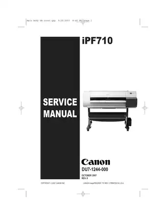 Canon iPF710 Service Manual - Comprehensive Guide for Technical Support