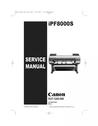 Canon ImagePROGRAF IPF8000S large format inkjet printer service manual