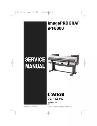 Canon imagePROGRAF iPF8000 large format inkjet printer service guide