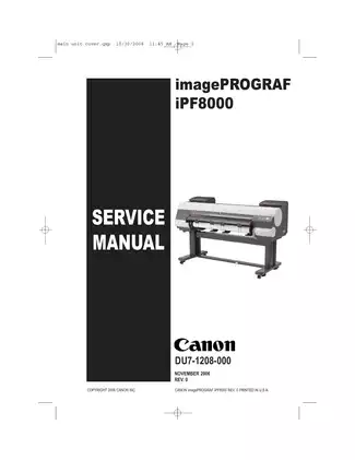 Canon imagePROGRAF iPF8000 Service Manual - Comprehensive Guide for Technicians