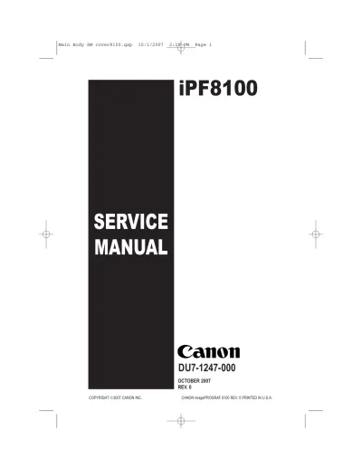 Preview: 2007 Canon imagePROGRAF iPF8100 Printer Service Manual (P/N DU7-1247-000)