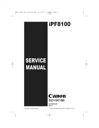 Canon imagePROGRAF iPF8100 large format inkjet printer service guide Preview image 1