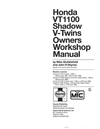 1986-1998 Honda VT1100 Shadow owner´s workshop manual Preview image 2