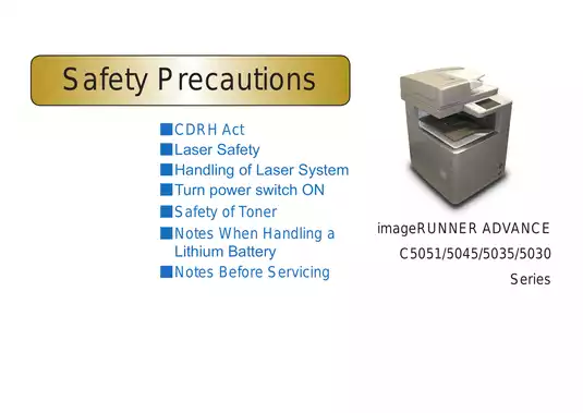 Canon imageRUNNER ADVANCE C5051/C5045/C5035/C5030 Series Service Manual Preview image 4