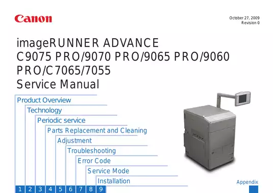 Canon imageRUNNER Advance C9075 PRO, 9070 PRO, 9065 PRO, 9060 PRO, C7065, 7055 service manual Preview image 1