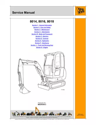 JCB 8014, 8016, 8018 Service Manual - Comprehensive Guide for Maintenance and Repair