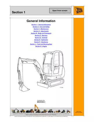 JCB 8014, 8016, 8018 Service Manual - Comprehensive Guide for Maintenance and Repair Preview image 3