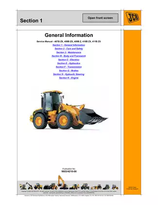 JCB 407B ZX, 408B ZX, 409B Z, 410B ZX, 411B ZX Wheeled Loading Shovel service manual Preview image 3