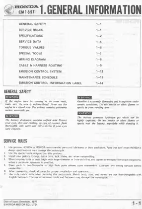1978-1979 Honda CM185T Twinstar Comprehensive Service Manual Preview image 2