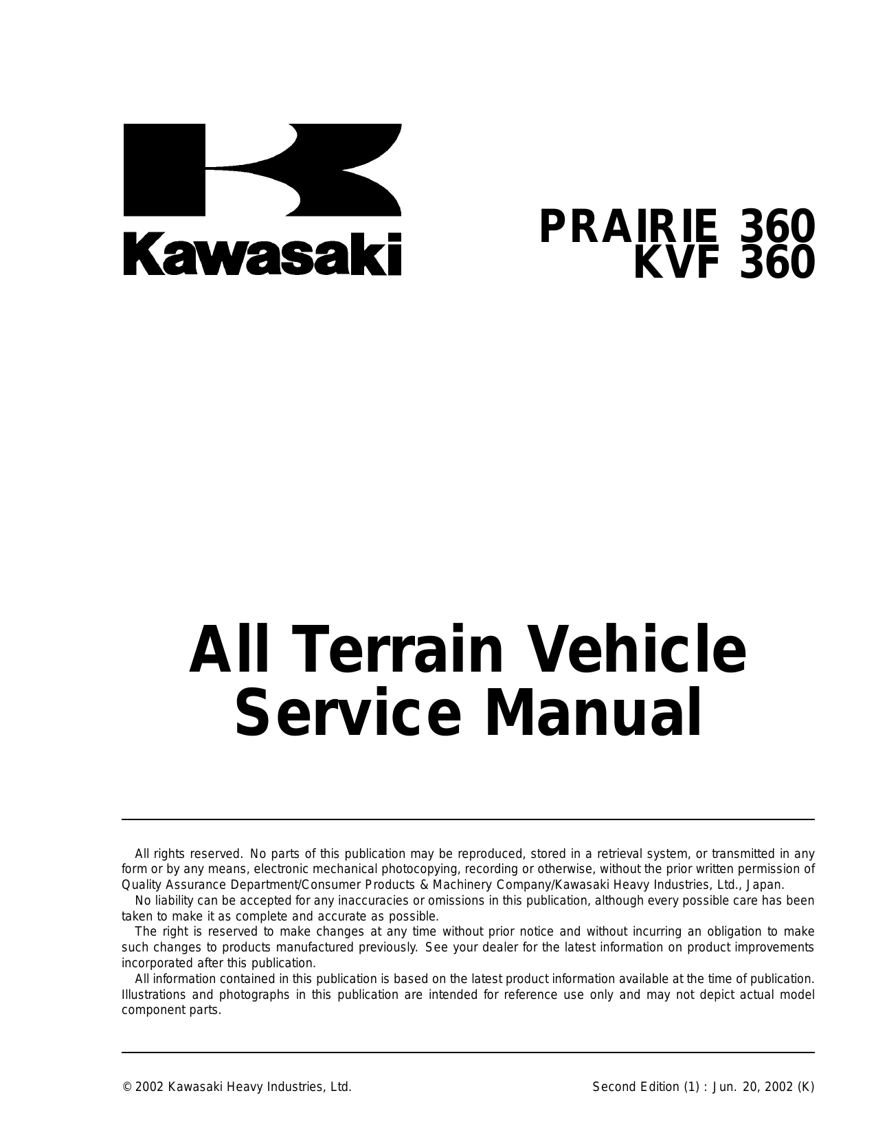 2003-2009 Kawasaki Prairie 360, KVF360 service, shop manual Preview image 1