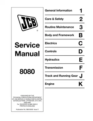 JCB 8080 Service Manual - Comprehensive Guide for Effective Maintenance