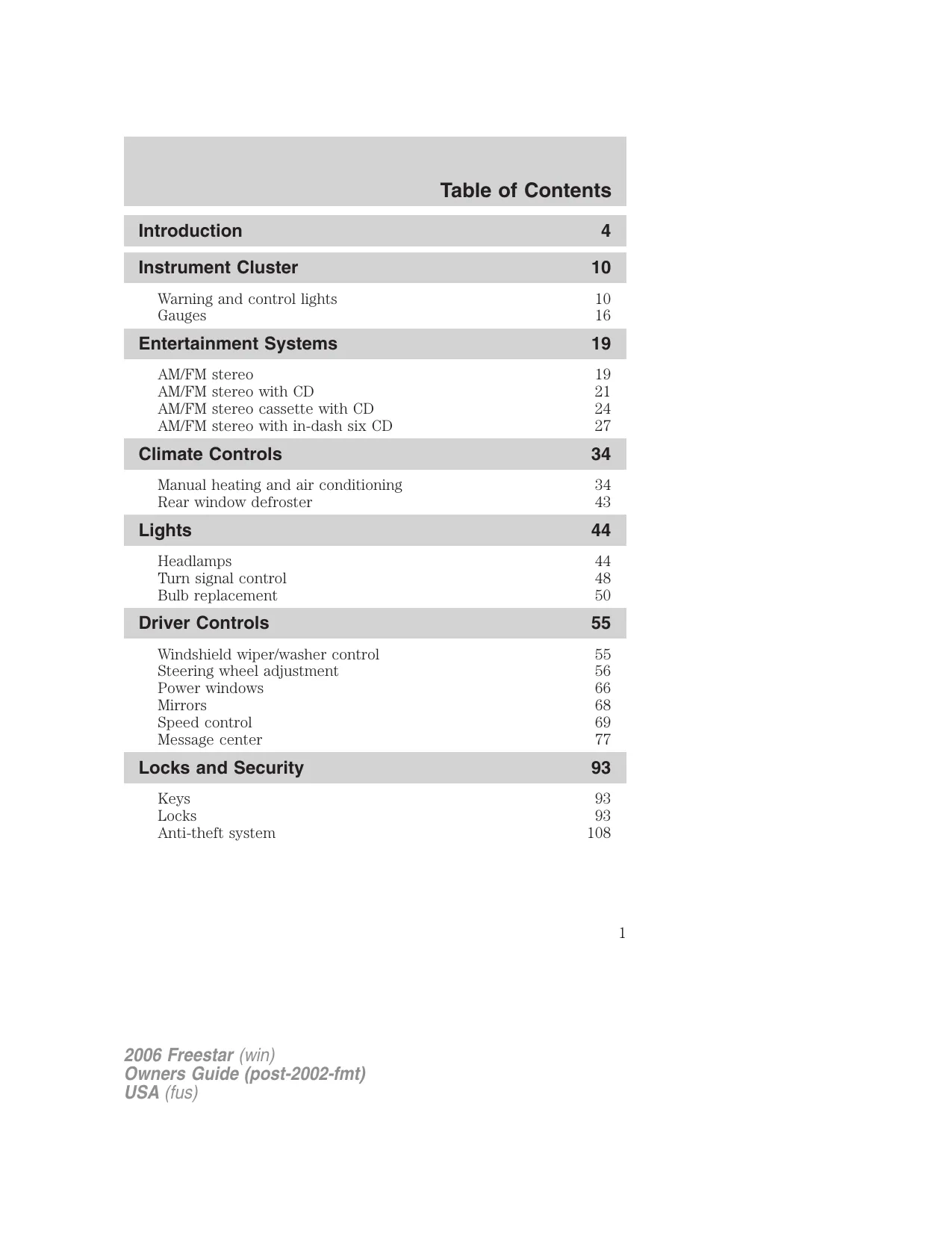 2004-2007 Ford Freestar service manual