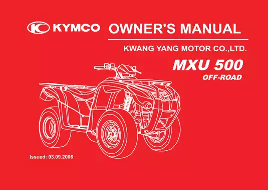 Kymco MXU 500 ATV owners manual Preview image 1