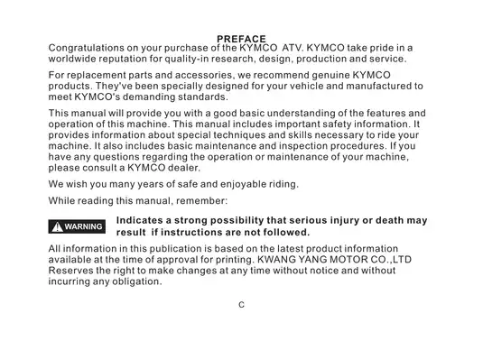 Kymco MXU 500 ATV owners manual Preview image 5
