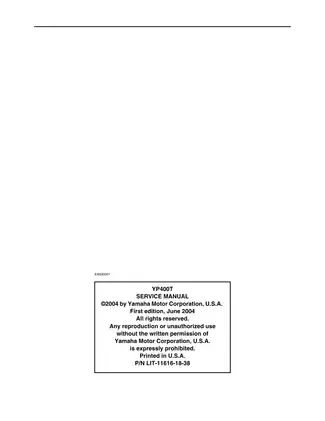 Yamaha YP400T Service Manual (2004 Edition) - Comprehensive Repair and Maintenance Guide Preview image 2