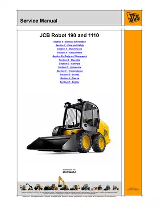 JCB Robot 190, 190HF, 1110, 1110HF, 190T, 190T-HF, 1110T, 1110T-HF Skid Steer Loader manual Preview image 1