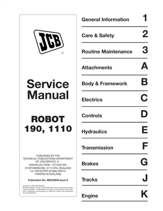 JCB Robot 190, JCB Robot 1110 Skid Steer Loader service manual