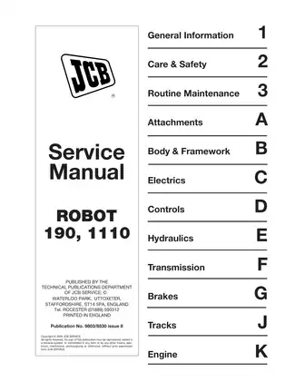 JCB ROBOT 190 & 1110 Service Manual