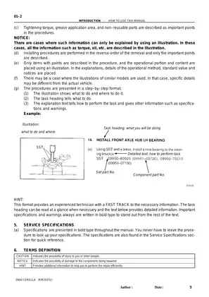 2001-2007 Toyota Corolla E12 CE, S, LE, XRS repair manual Preview image 5