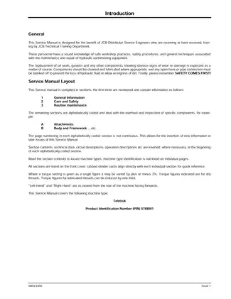 JCB Teletruk Service Manual (M/c No. 788001) - Comprehensive Maintenance Guide Preview image 3