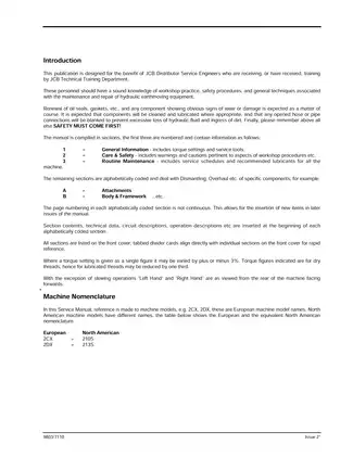 JCB Backhoe Loader Service Manual - Models 2CX, 2DX, 210, 212 Preview image 2