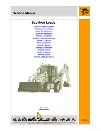 JCB Backhoe Loader Service Manual - Comprehensive Guide